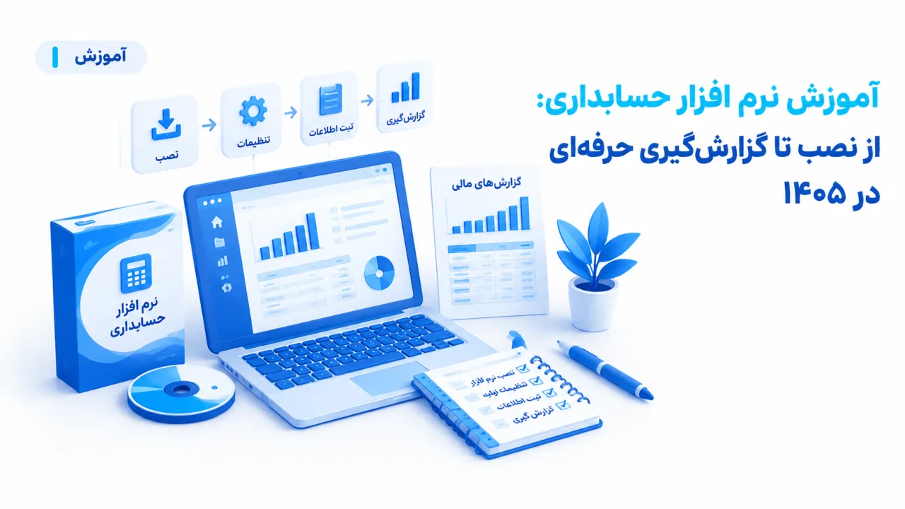 نمودار جریان آموزش نرم افزار حسابداری و فرآیند پردازش اسناد مالی تا سامانه مودیان