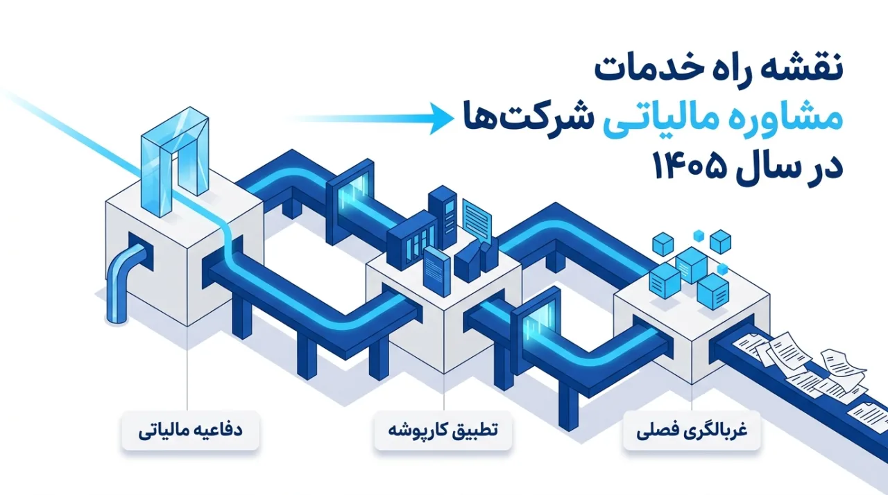 اینفوگرافیک خدمات مشاوره مالیاتی شرکت‌ها و فرآیند دادرسی و سامانه‌ها